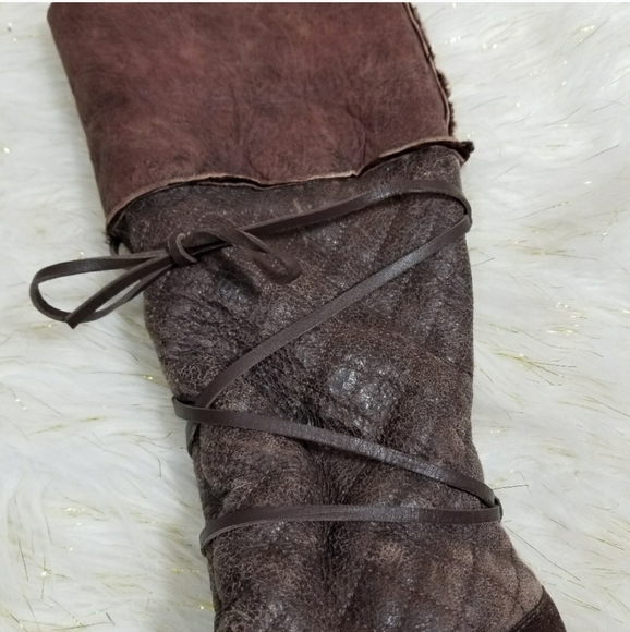 BCBGirls Brown Lace Up Tall Quilted Heel Boots - Picture 3 of 4